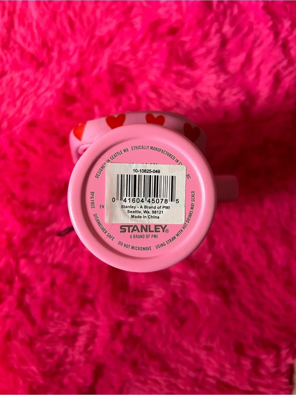 Stanley Pink Heart Travel Mug with attachable Pocket